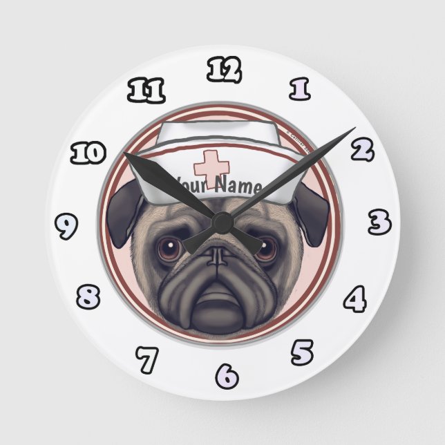 Pug Sjuksköterska klocka (Framsida)