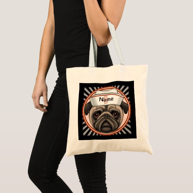 Pug sjuksköterska  tygkasse (Framsida (produkt))