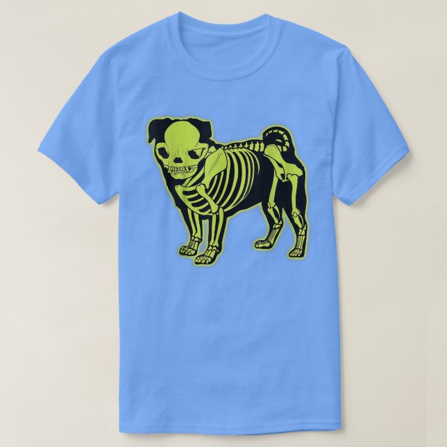 Pug Skeleton Halloween T Shirt (Design framsida)