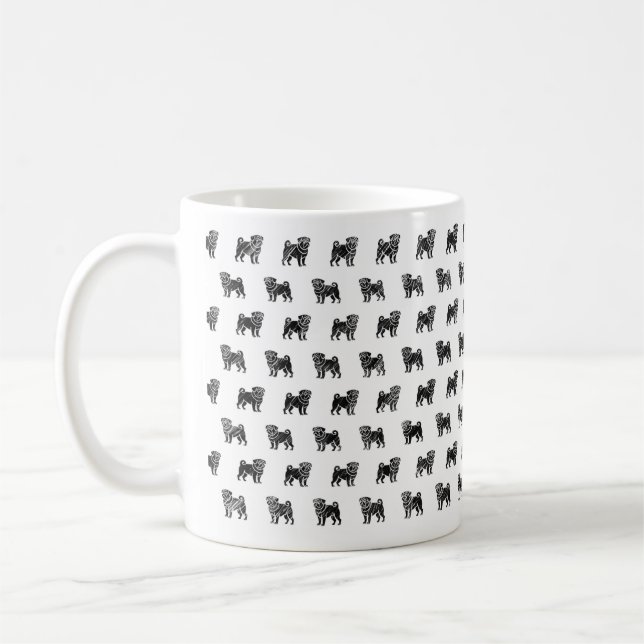 Pug Sketch Design Mugg (Vänster)