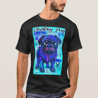 Pug-skissbok 6 BLÅ T Shirt