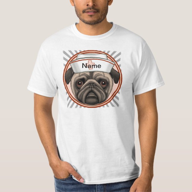 Pug-sköterska T-shirt (Framsida)