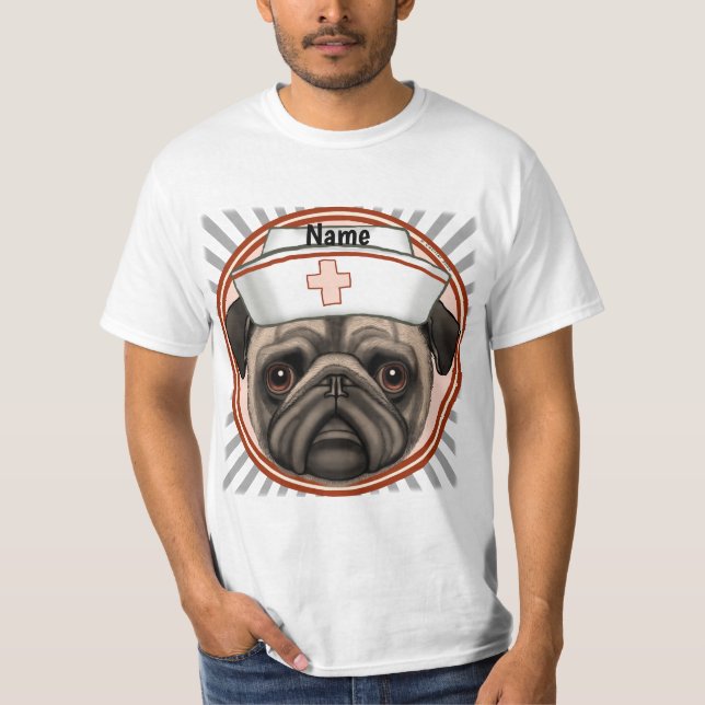 Pug-sköterska T Shirt (Framsida)