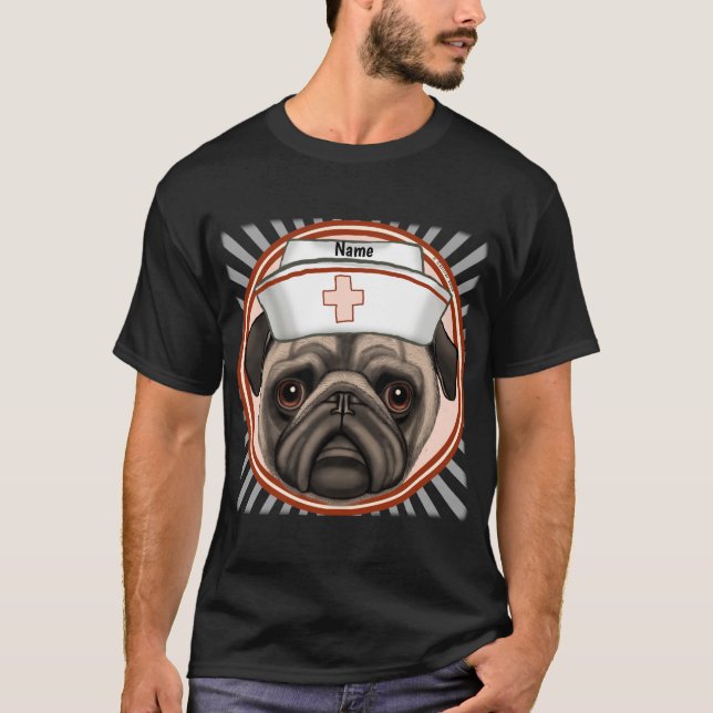 Pug-sköterska T Shirt (Framsida)