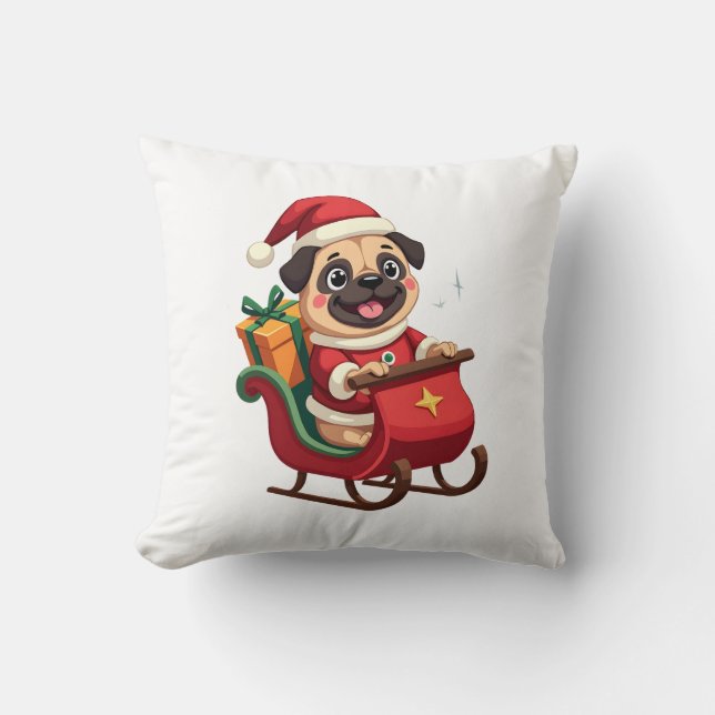 Pug slädfärd kudde (Framsida)