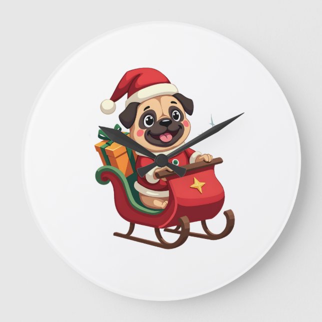 Pug slädfärd stor klocka (Framsida)