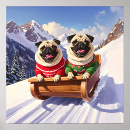 Pug Sled Ride Poster
