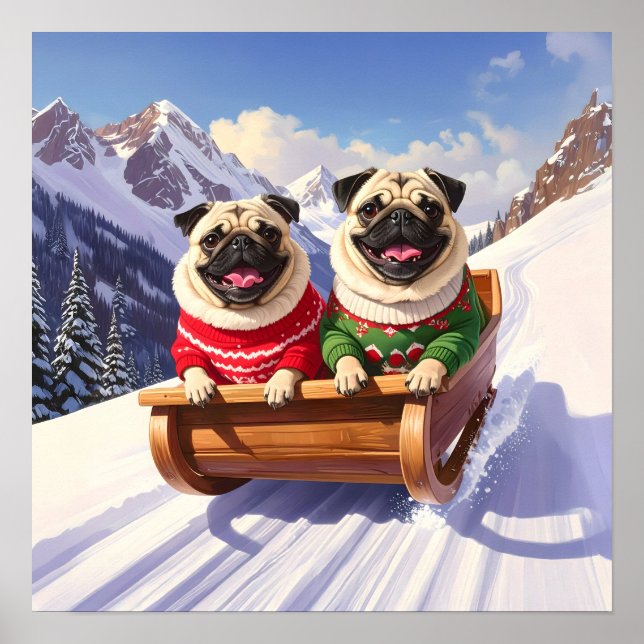 Pug Sled Ride Poster (Framsidan)