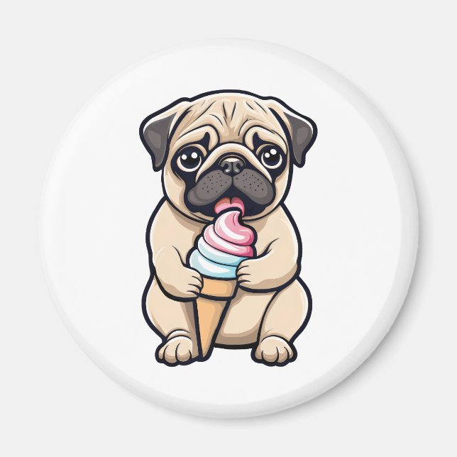 Pug slickande glass magnet (Framsidan)