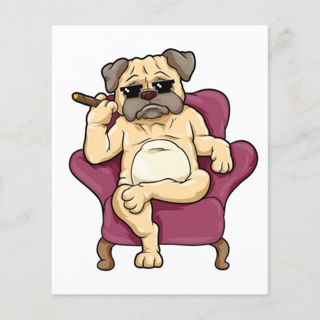 Pug Smoking Cigar | Verkligen Coola Pug Hund Flygblad (Framsidan)