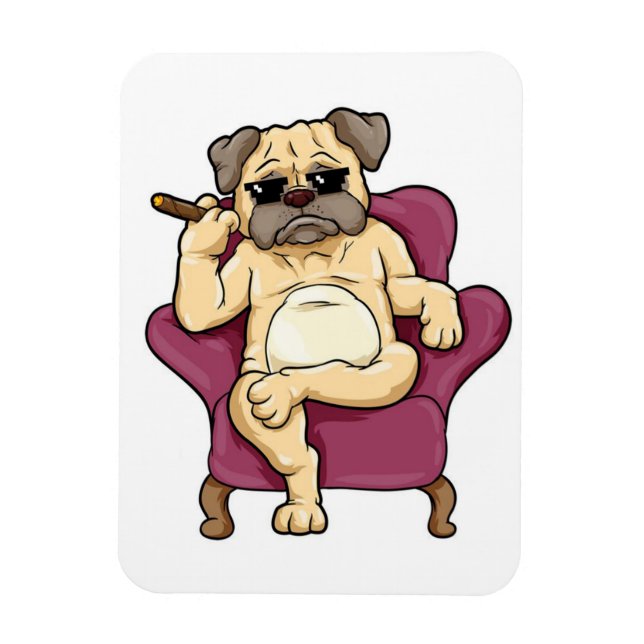Pug Smoking Cigar | Verkligen Coola Pug Hund Magnet (Vertikal)