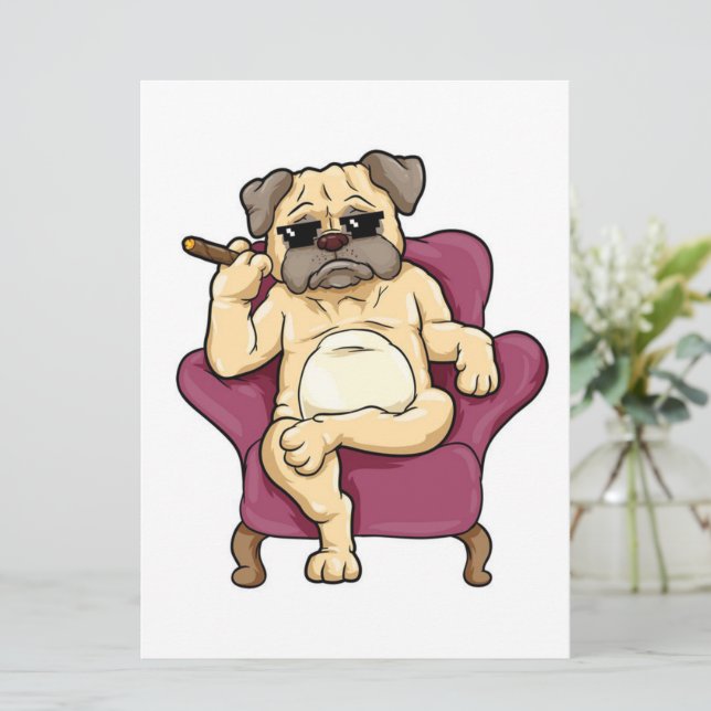 Pug Smoking Cigar | Verkligen Coola Pug Hund Meny (Stående Fram)