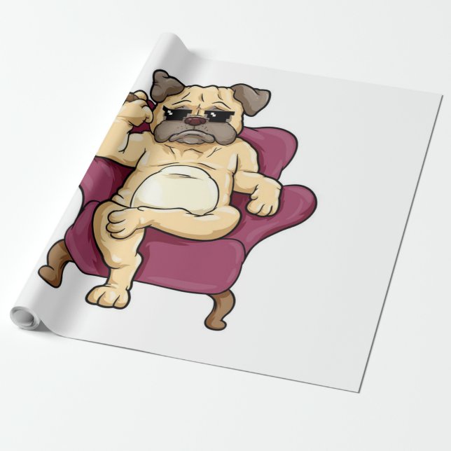 Pug Smoking Cigar | Verkligen Coola Pug Hund Presentpapper (Utrullad)