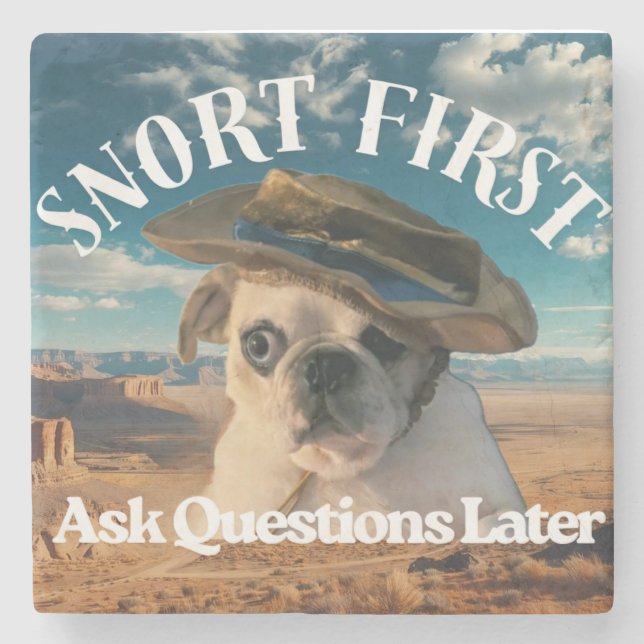 Pug  Snort Fråga Sen Stenunderlägg (Framsidan)