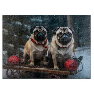 Pug Snowy Sleigh-juldekalor