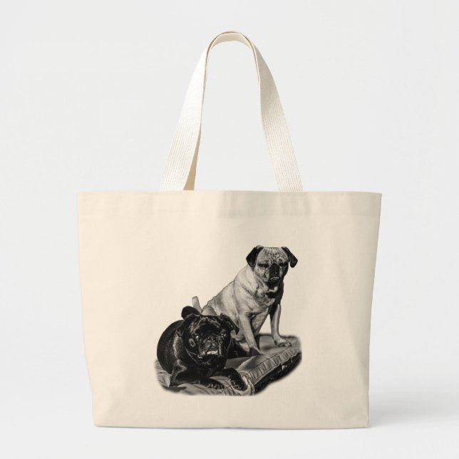 Pug-solglasögon, glädjefull tote jumbo tygkasse (Framsidan)
