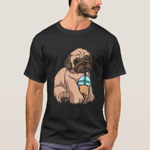 Pug som dricker tuggade tuggdjur med Boba Tea T Shirt