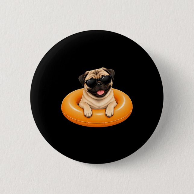 Pug sommartröja söt hund poolflotte knapp (Framsida)