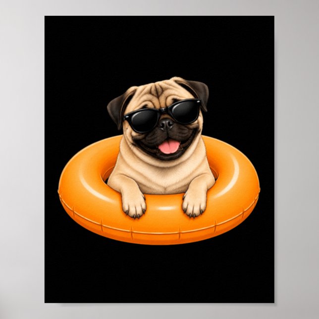 Pug sommartröja söt hund poolflotte poster (Framsidan)