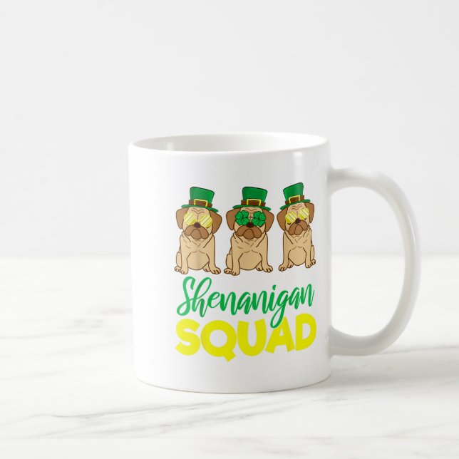 Pug Squad Funny Lucky St Patricks Day 2020 Team Gr Kaffemugg (Höger)