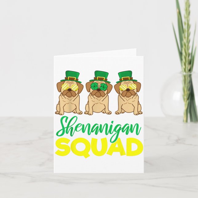 Pug Squad Funny Lucky St Patricks Day 2020 Team Gr Kort (Framsida)
