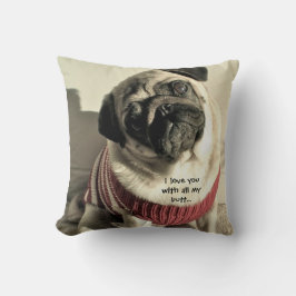 Pug Square Pillow Kudde