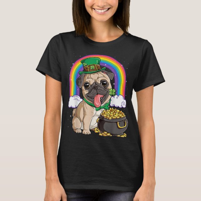 Pug St patricks day Boys Kids Manar Leprechaun Hun T Shirt (Framsida)