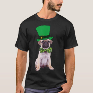 Pug St patrick's day Hund Costume Grönt Leprechaun T Shirt
