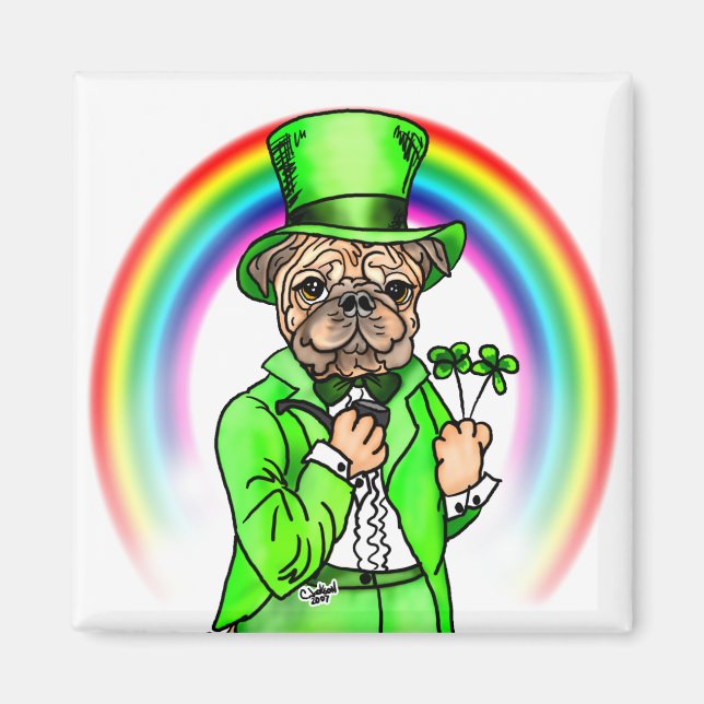 Pug St patrick's day Magnet (Framsidan)