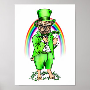 Pug St patrick's day Poster