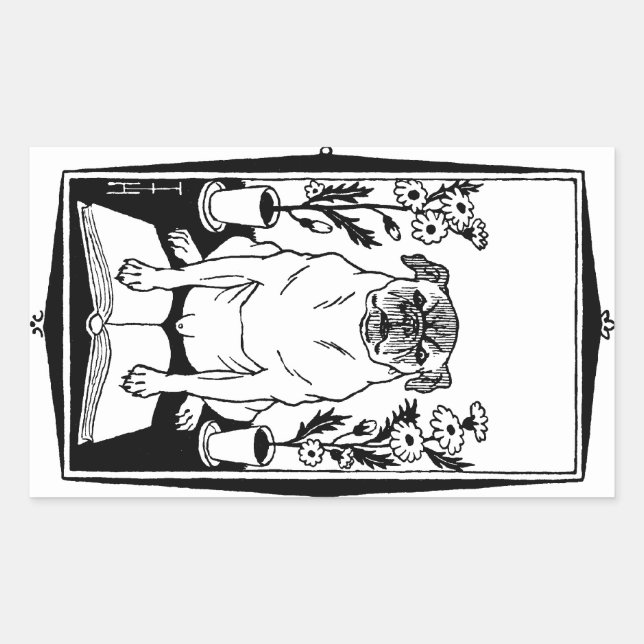 Pug Sticker Rektangulärt Klistermärke (Framsida)