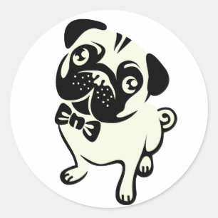 Pug Sticker Runt Klistermärke