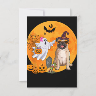Pug Sunglasses Costume Witch Halloween Boo Ghost T Inbjudningar