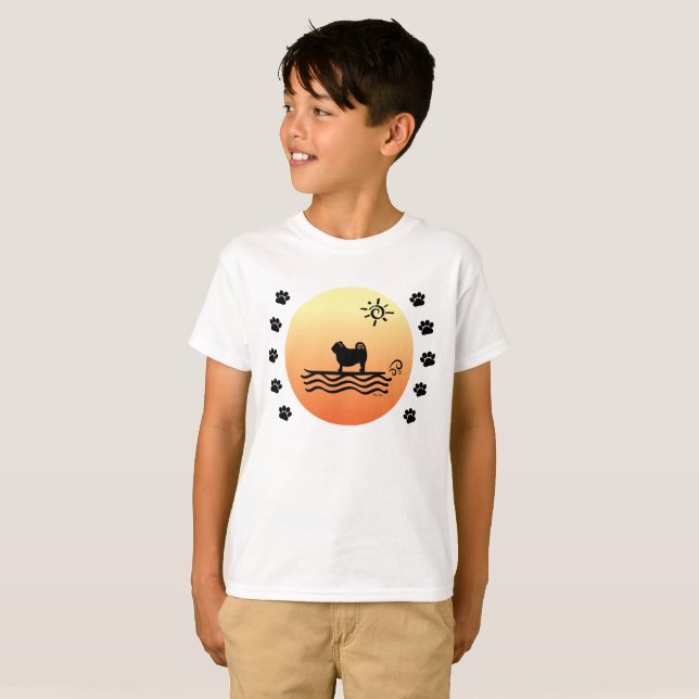 Pug Surfa T-Shirt (Hel framsida)