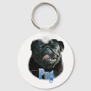 Pug (svart) Namn Nyckelring