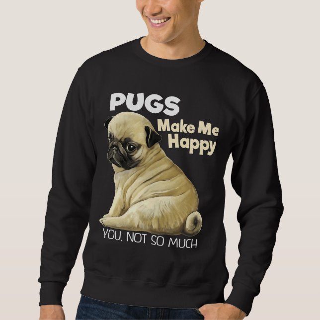 Pug Sweater Pug Funny Gifts Classic T-Shirt 657 Lång Ärmad Tröja (Framsida)