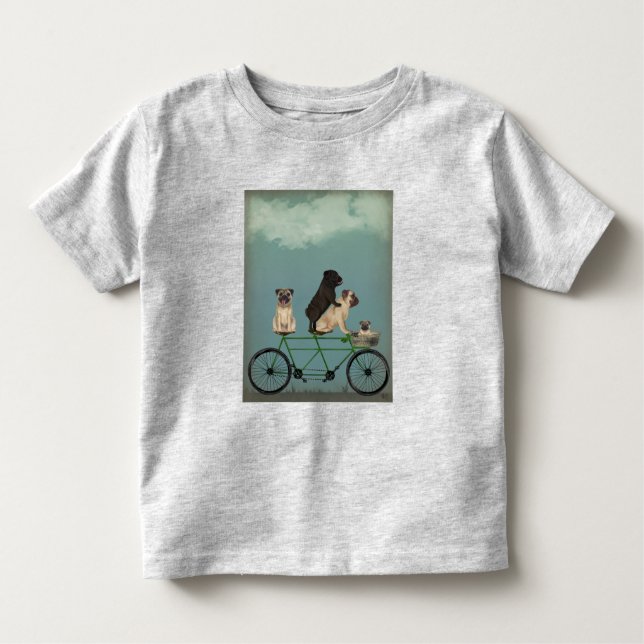 Pug Tandem T Shirt (Framsida)