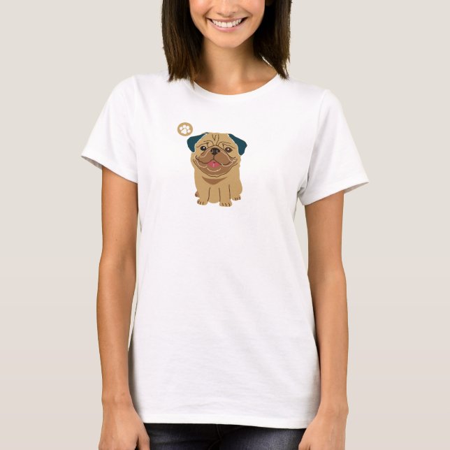 Pug Tass T Shirt (Framsida)