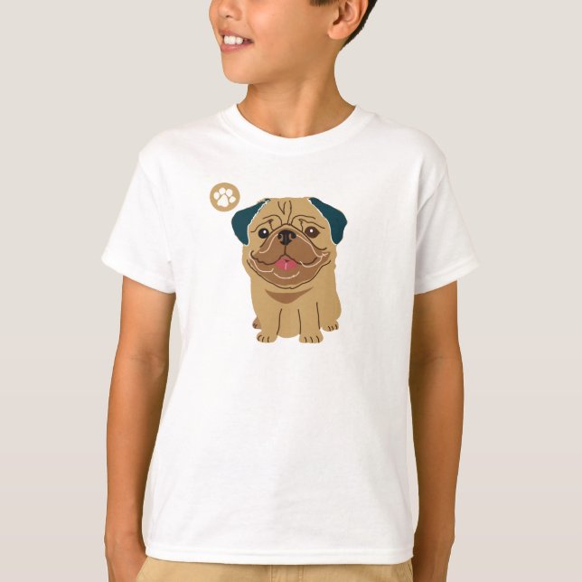 Pug Tass T Shirt (Framsida)