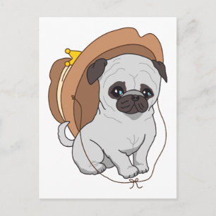 Pug Teckning 2 av Pablo Fernandez Vykort