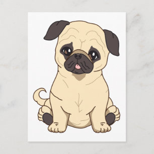 Pug Teckning by Pablo Fernandez Begränsad Edition Vykort