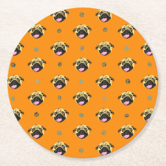 Pug Temaparty Pappersunderlägg Orange Underlägg Papper Rund