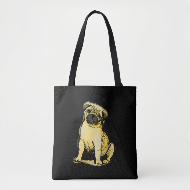 Pug Tote Bag Tygkasse (Framsida)