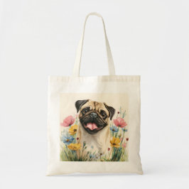 Pug Tote – Watercolor Tygkasse