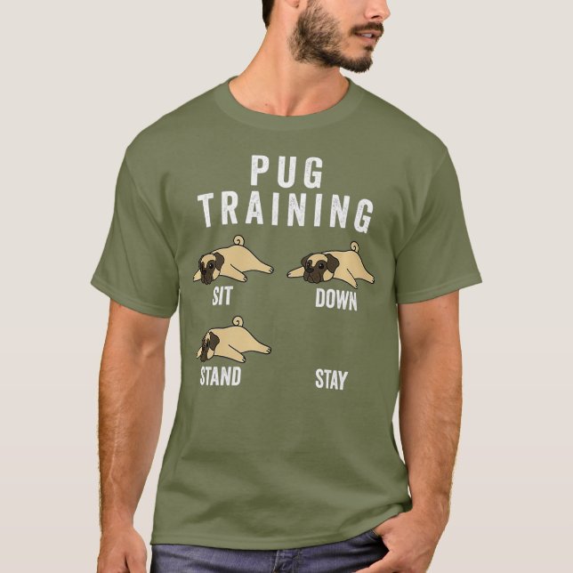 Pug Training Hund Premium T Shirt (Framsida)