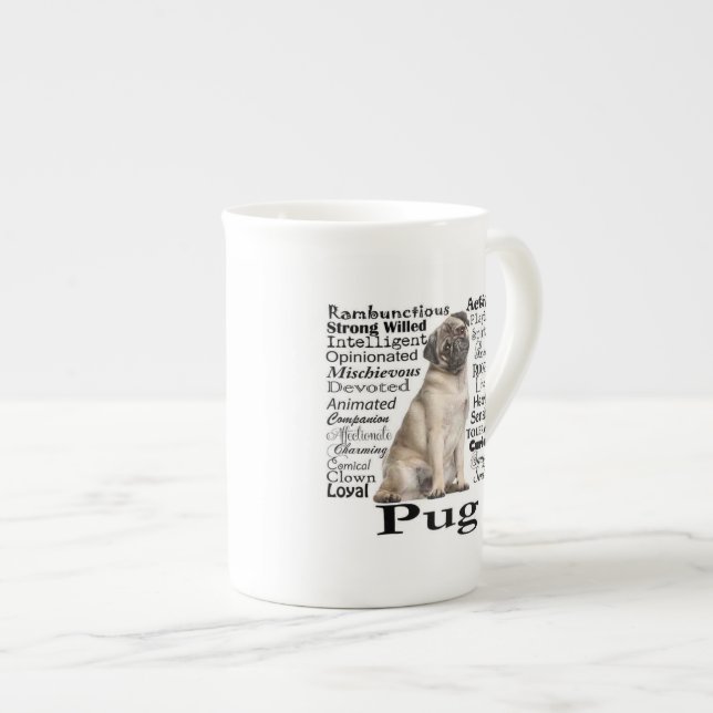 Pug Traits Bone China Mugg Benporslin Mugg (Framsida höger)