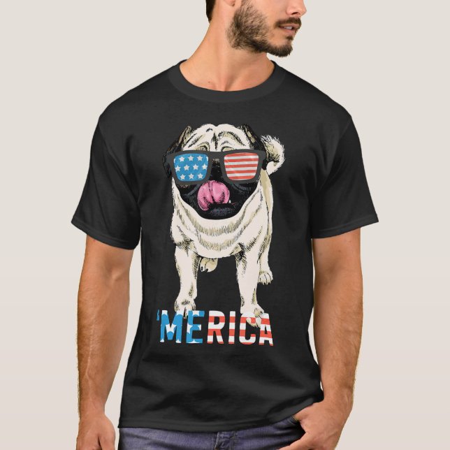 Pug Tröja Present Män Kvinnor Barn Merica Hund Fla (Framsida)