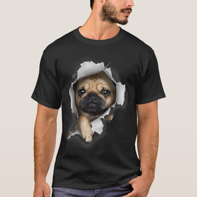 Pug Tshirt, Pug T , Cute Pug Puppy , Pug Pullover  Shirt (Framsida)