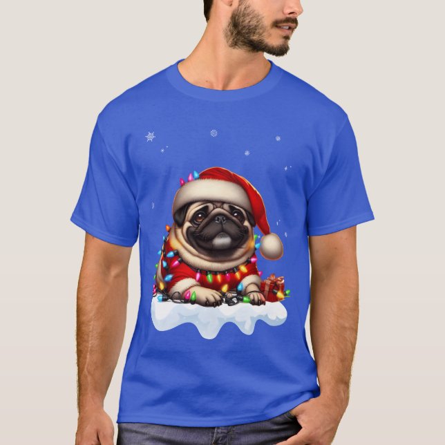 Pug Ugly jul Pug med Christmasree kompis T Shirt (Framsida)
