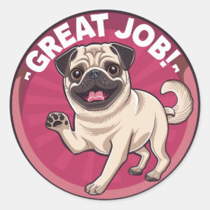 Pug Underbar Job Teacher Reward Runt Klistermärke